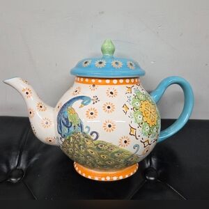 Colorful Peacock Ceramic Art Piece